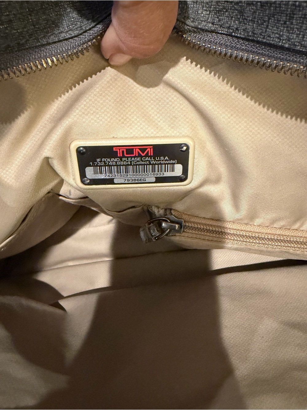 Title: TUMI Gray Tweed Business Tote Laptop Bag Leather Trim Travel Work Purse - Picture 9 of 12